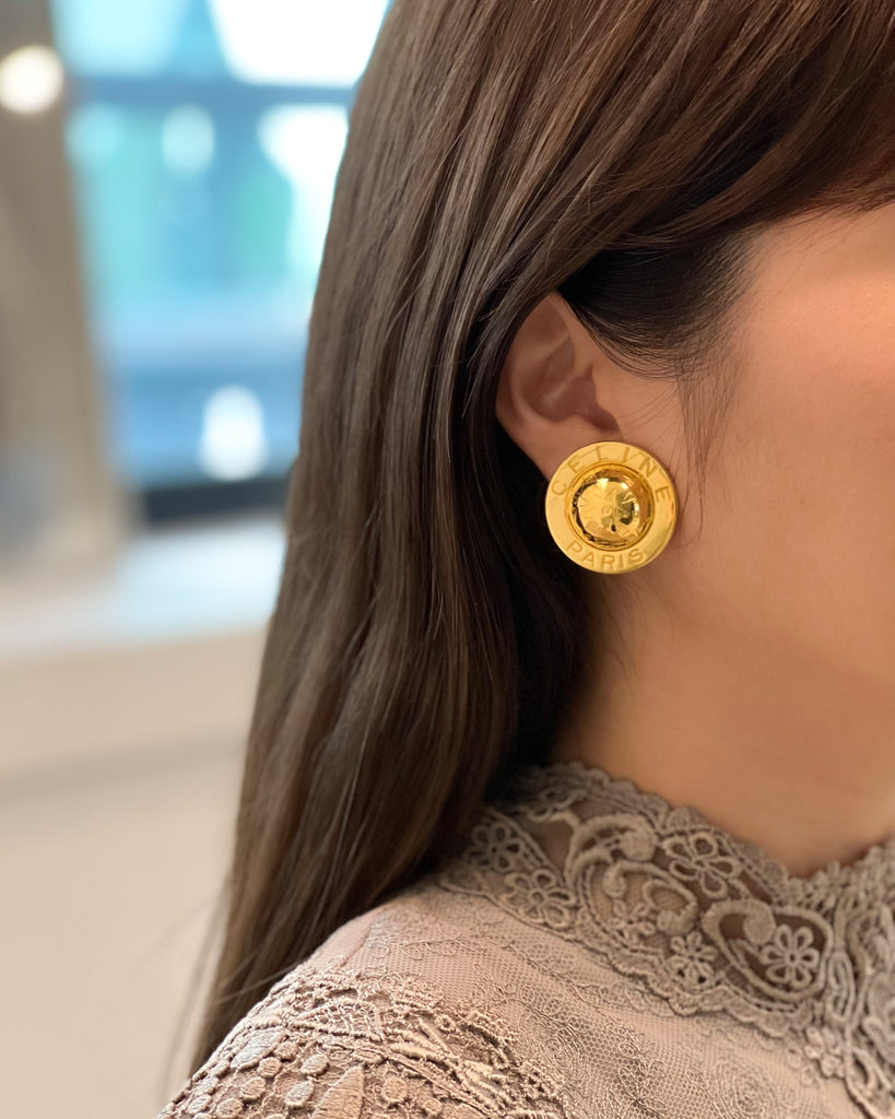 Celine Vintage - Gold Star Globe Earrings