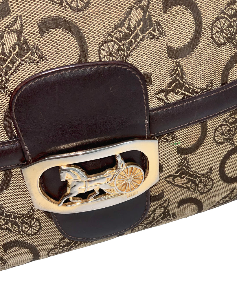 1970s Celine Horse Carriage Monogram Shoulder Bag