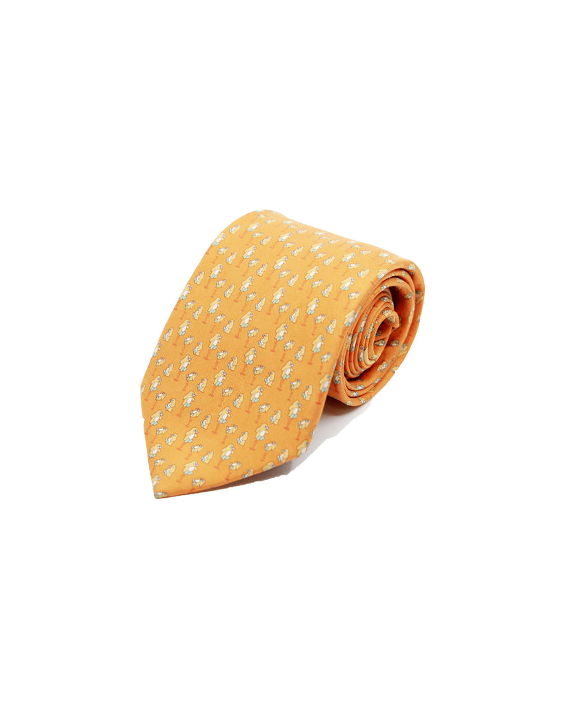 2000s Salvatore Ferragamo Jumping Penguin Pattern Tie