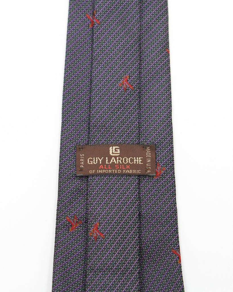 Vintage Guy Laroche Bird Motif Pattern Tie