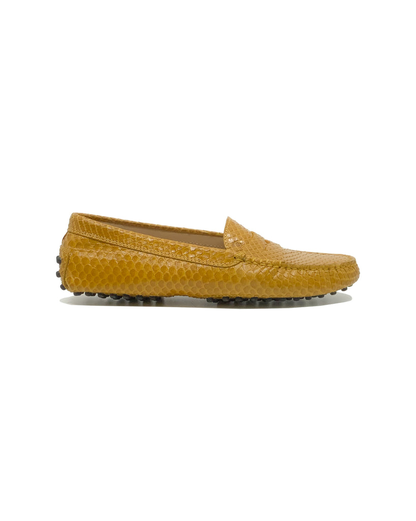 Pre-owned Tod's Yellow Python Gommino Driving Shoes