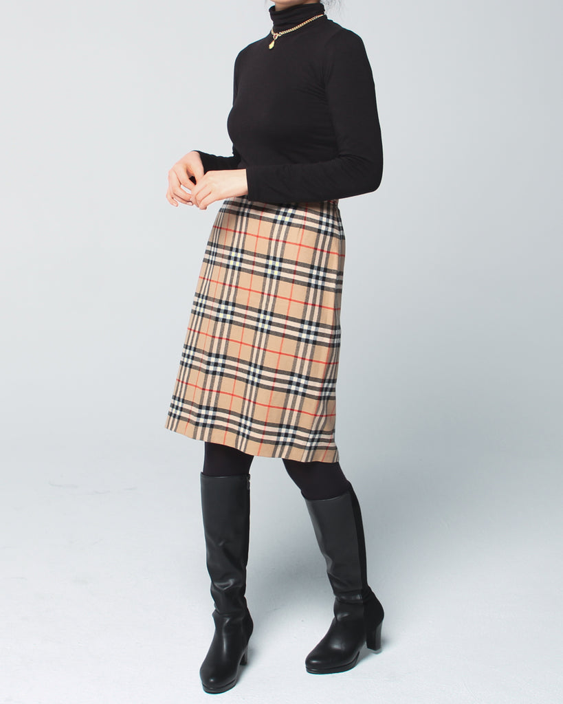 1994 Vintage Burberry London Wool Knee-length Skirt